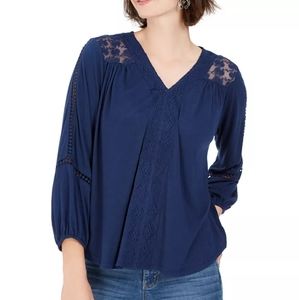 Style & Co Lace-Back Crochet Top Size M NWT